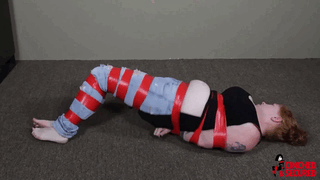 www.cinchedandsecured.com - Mabel Syrup - Tight Tits Out Tape Tie for Redhead! thumbnail